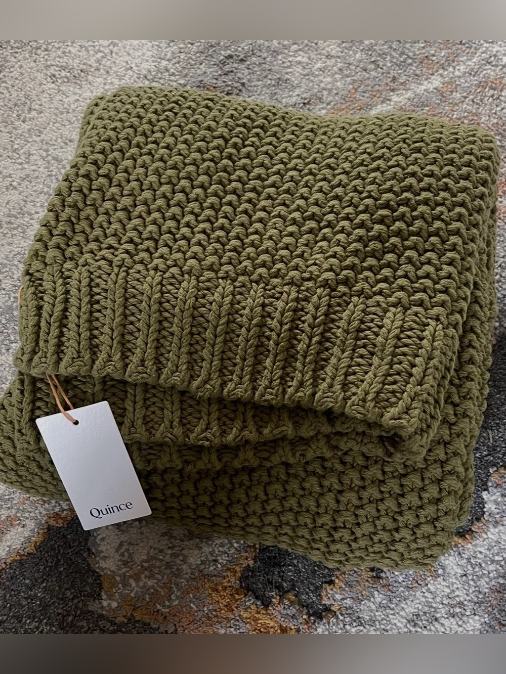 NWT Quince Cotton Fisherman Throw, 50 X 60 (Olive)